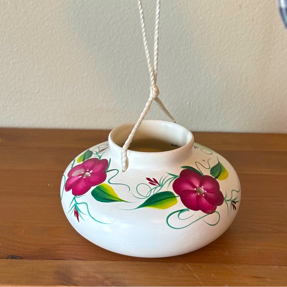 Floral Hanging Ceramic HummingBird Feeder